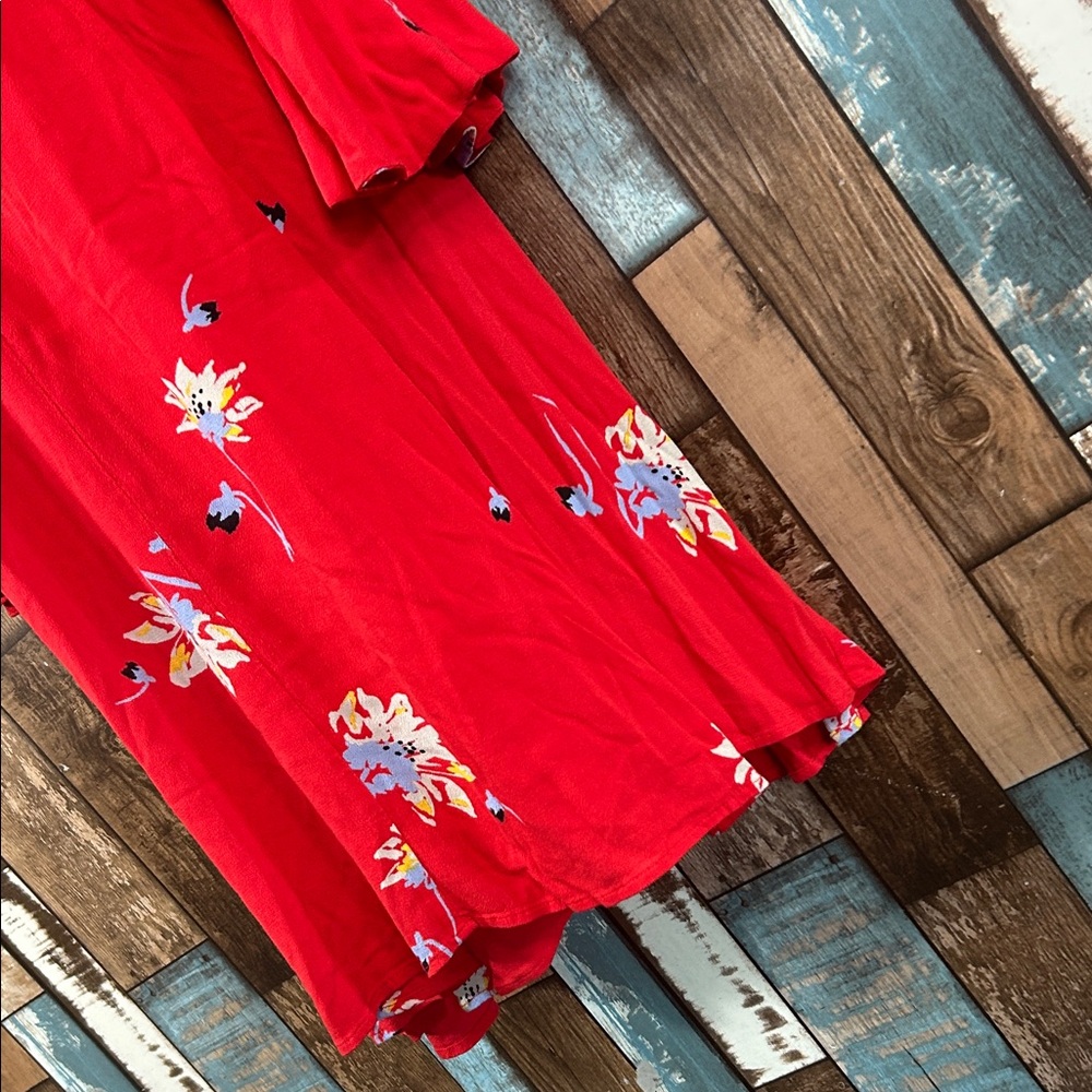 Free people  Red Floral Long Sleeve Dress - Picture 9 of 16